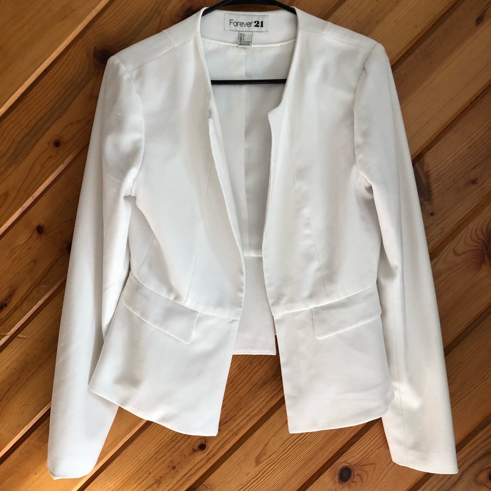 Forever 21 White Peplum Blazer